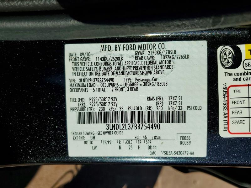 2011 Lincoln Mkz მანქანა იყიდება აუქციონზე, vin: 3LNDL2L37BR754490, აუქციონის ნომერი: 58386876