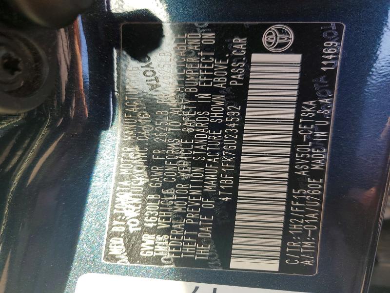 56163446 :رقم المزاد ، 4T1BF1FK7GU234592 vin ، 2016 Toyota Camry مزاد بيع