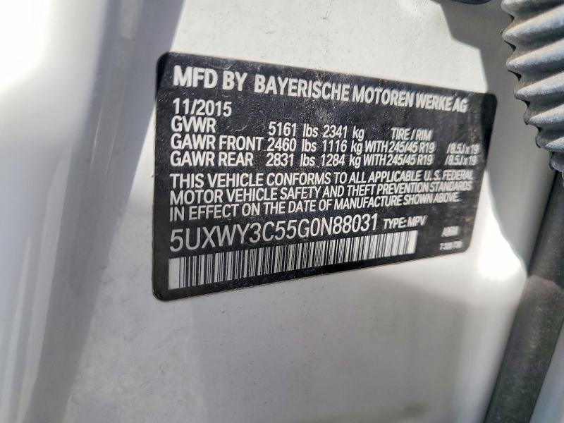 2016 Bmw X3 მანქანა იყიდება აუქციონზე, vin: 5UXWY3C55G0N88031, აუქციონის ნომერი: 56083096
