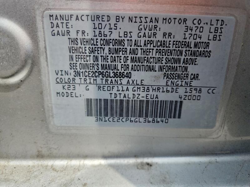 Aukcja sprzedaży 2016 Nissan Versa Note, vin: 3N1CE2CP6GL368640, numer aukcji: 59187546