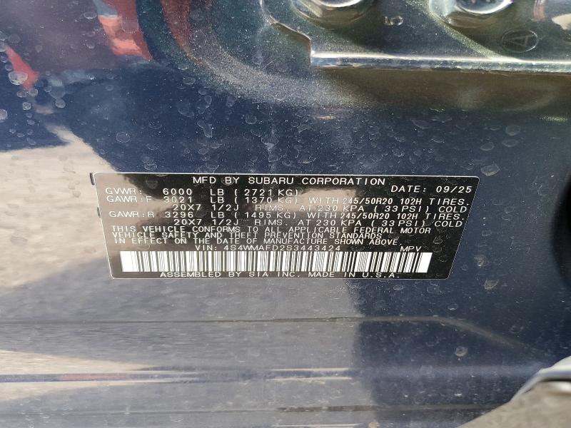 56078286 :رقم المزاد ، 4S4WMAFD2S3443424 vin ، 2025 Subaru Ascent مزاد بيع