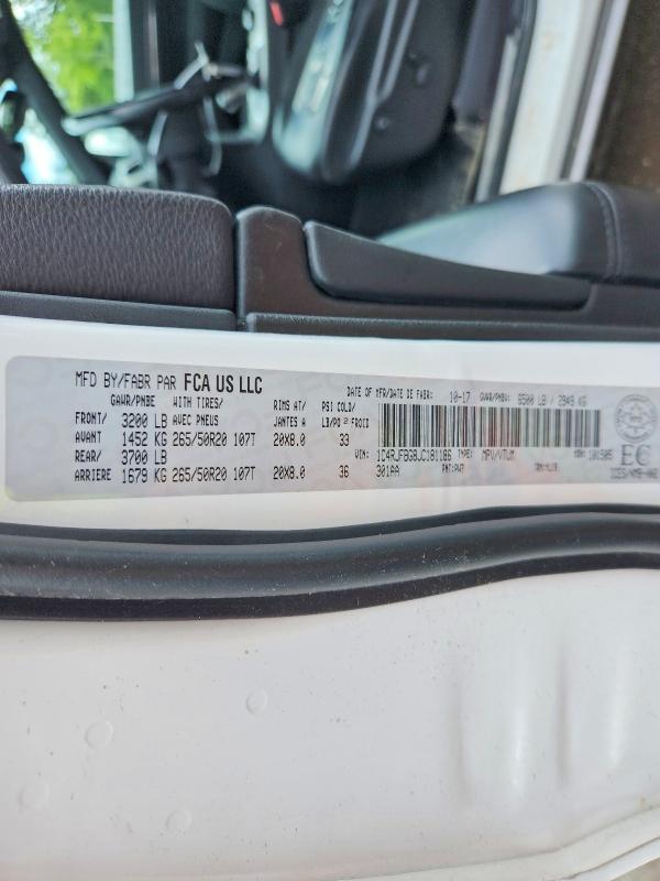 56492756 :رقم المزاد ، 1C4RJFBG8JC181186 vin ، 2018 Jeep Grand Cherokee مزاد بيع