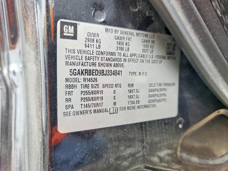 2011 Buick Enclave მანქანა იყიდება აუქციონზე, vin: 5GAKRBED9BJ334841, აუქციონის ნომერი: 56942726