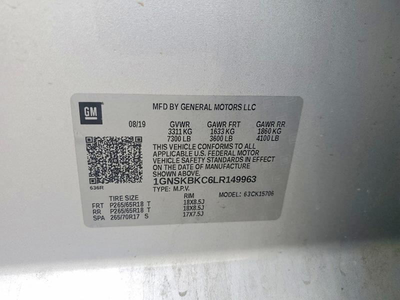 Aukcja sprzedaży 2020 Chevrolet Tahoe, vin: 1GNSKBKC6LR149963, numer aukcji: 57718536
