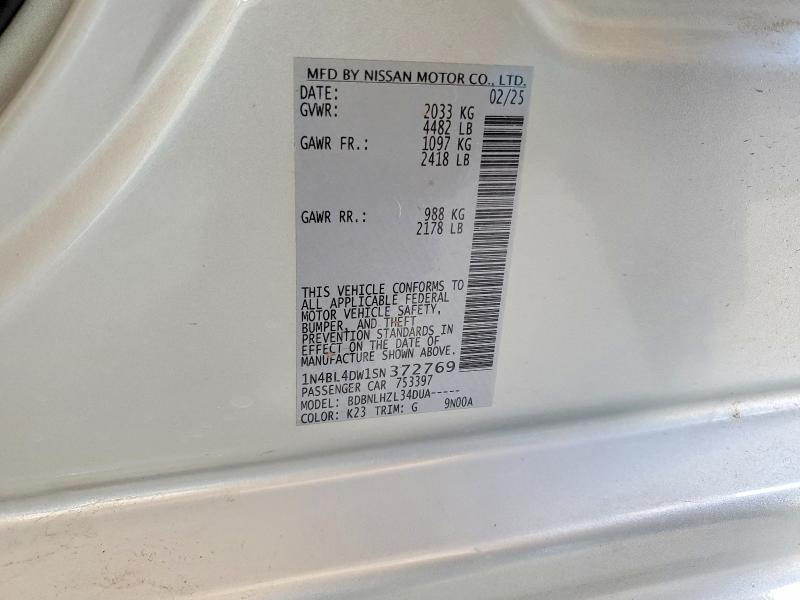 Aukcja sprzedaży 2025 Nissan Altima, vin: 1N4BL4DW1SN372769, numer aukcji: 55432456