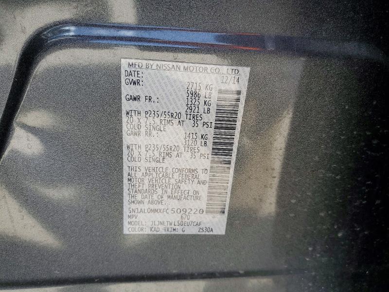 Auction sale of the 2015 Infiniti Qx60, vin: 5N1AL0MMXFC509220, lot number: 58852716