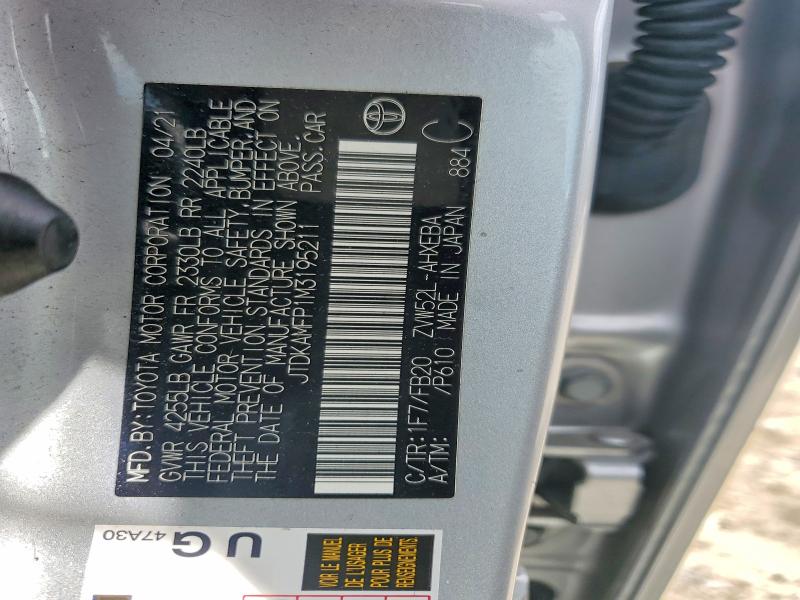 Aukcja sprzedaży 2021 Toyota Prius Prime, vin: JTDKAMFP1M3195211, numer aukcji: 57926146