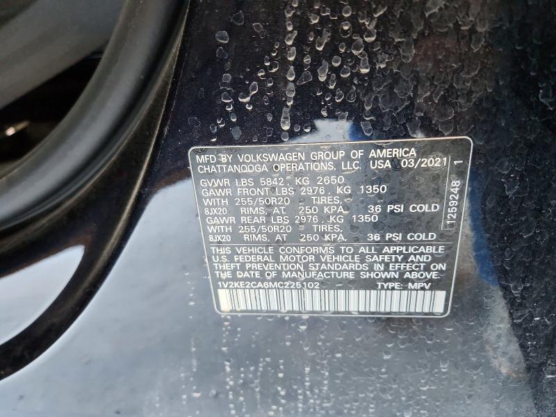 56990206 :رقم المزاد ، 1V2KE2CA6MC225102 vin ، 2021 Volkswagen Atlas Cross Sport مزاد بيع