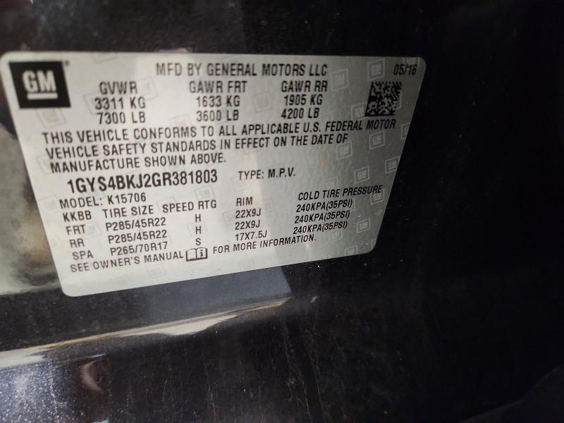 Продаж на аукціоні авто 2016 Cadillac Escalade, vin: 1GYS4BKJ2GR381803, номер лоту: 55629456