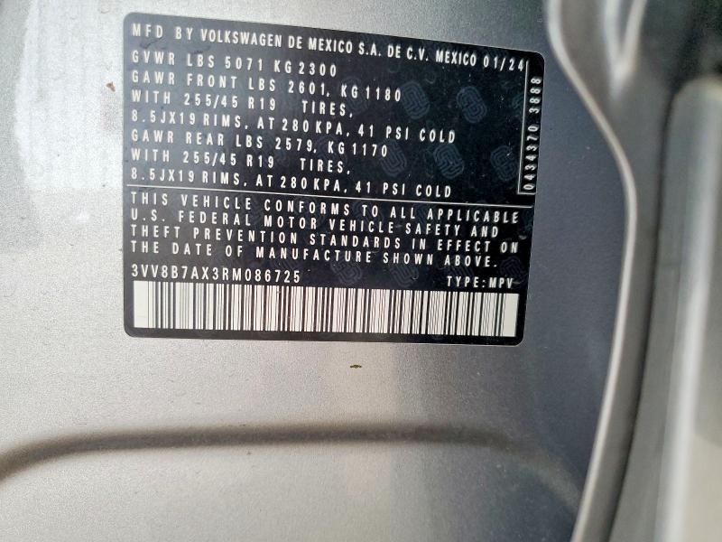 Aukcja sprzedaży 2024 Volkswagen Tiguan, vin: 3VV8B7AX3RM086725, numer aukcji: 56523026