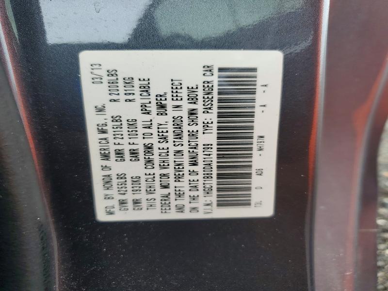 Продажа на аукционе авто 2013 Honda Accord, vin: 1HGCT1B80DA014799, номер лота: 56064356
