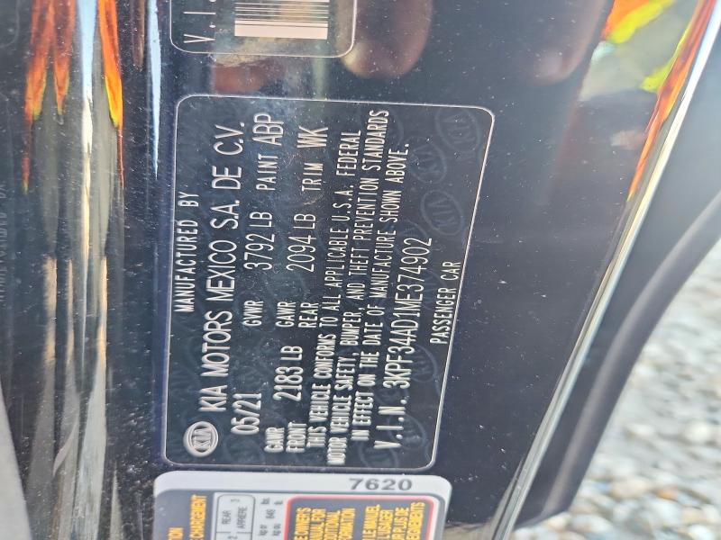 Aukcja sprzedaży 2021 Kia Forte, vin: 3KPF34AD1ME374902, numer aukcji: 58706976