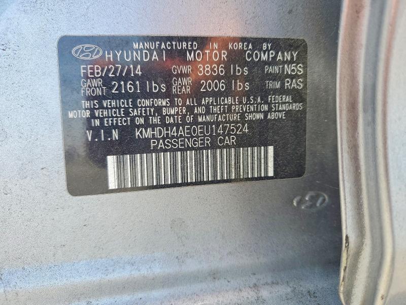 Aukcja sprzedaży 2014 Hyundai Elantra, vin: KMHDH4AE0EU147524, numer aukcji: 56068916