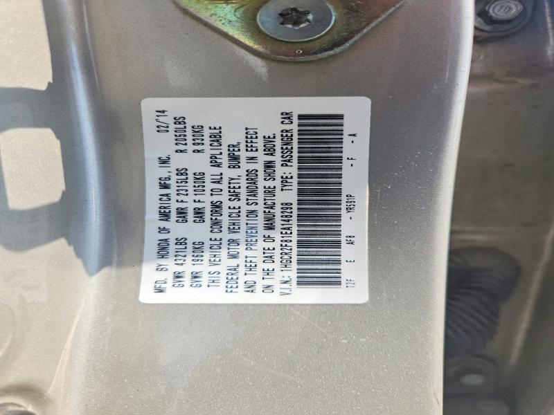 Auction sale of the 2014 Honda Accord, vin: 1HGCR2F81EA148298, lot number: 59066056