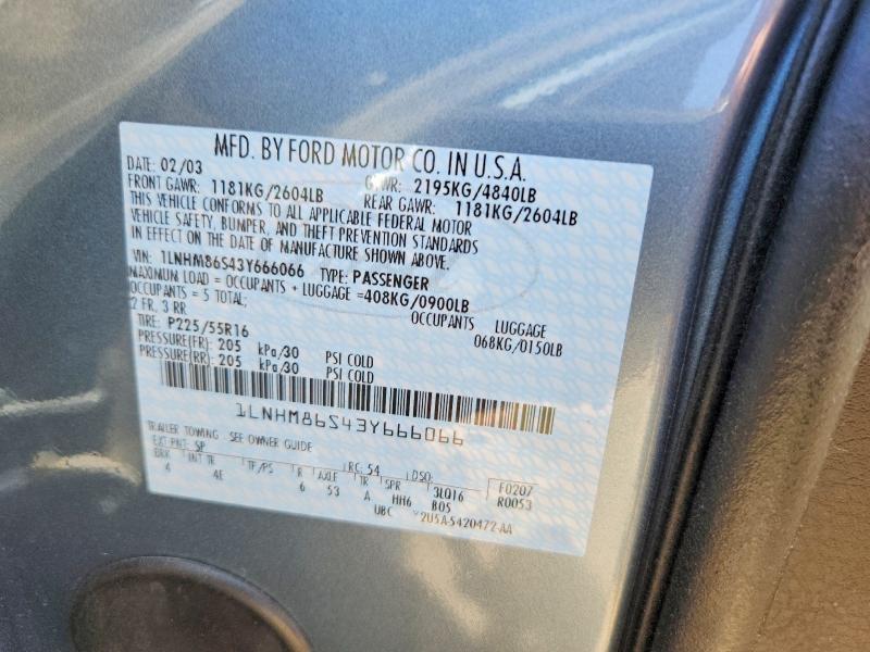Aukcja sprzedaży 2003 Lincoln Ls, vin: 1LNHM86S43Y666066, numer aukcji: 85988675