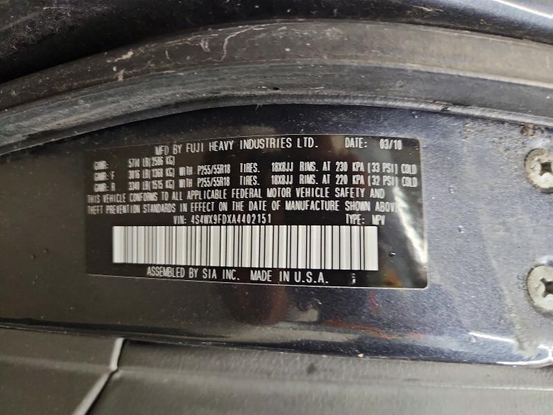 Продажа на аукционе авто 2010 Subaru Tribeca, vin: 4S4WX9FDXA4402151, номер лота: 57939296