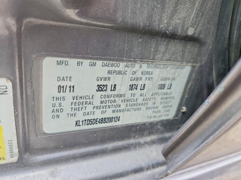 Продаж на аукціоні авто 2011 Chevrolet Aveo, vin: KL1TD5DE4BB200124, номер лоту: 58696506