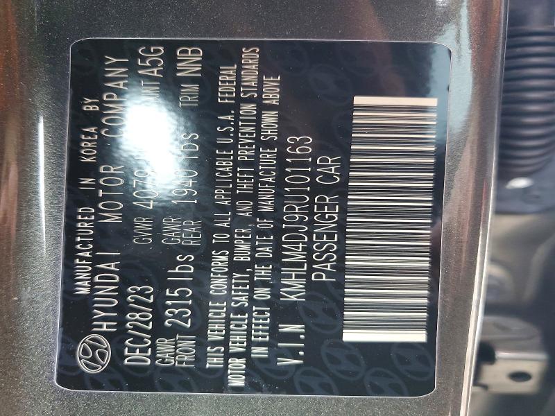 58801796 :رقم المزاد ، KMHLM4DJ9RU101163 vin ، 2024 Hyundai Elantra مزاد بيع