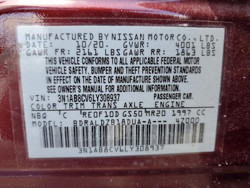 Продажа на аукционе авто 2020 Nissan Sentra, vin: 3N1AB8CV6LY308937, номер лота: 57346876
