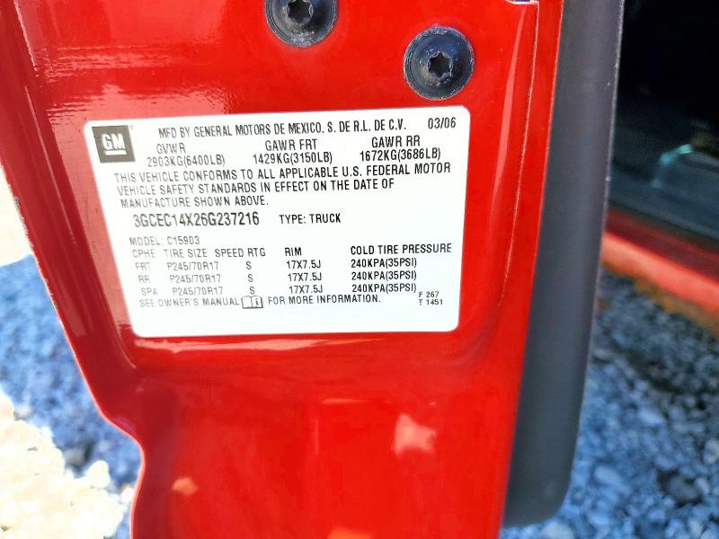 2006 Chevrolet Silverado მანქანა იყიდება აუქციონზე, vin: 3GCEC14X26G237216, აუქციონის ნომერი: 57856586