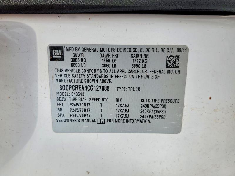 2012 Chevrolet Silverado მანქანა იყიდება აუქციონზე, vin: 3GCPCREA4CG127085, აუქციონის ნომერი: 58464526