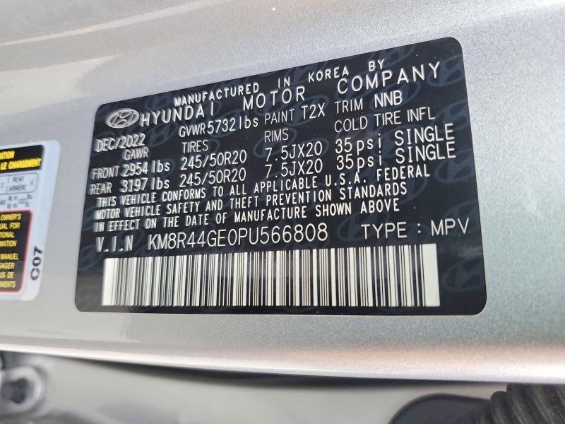 2023 Hyundai Palisade მანქანა იყიდება აუქციონზე, vin: KM8R44GE0PU566808, აუქციონის ნომერი: 55639306