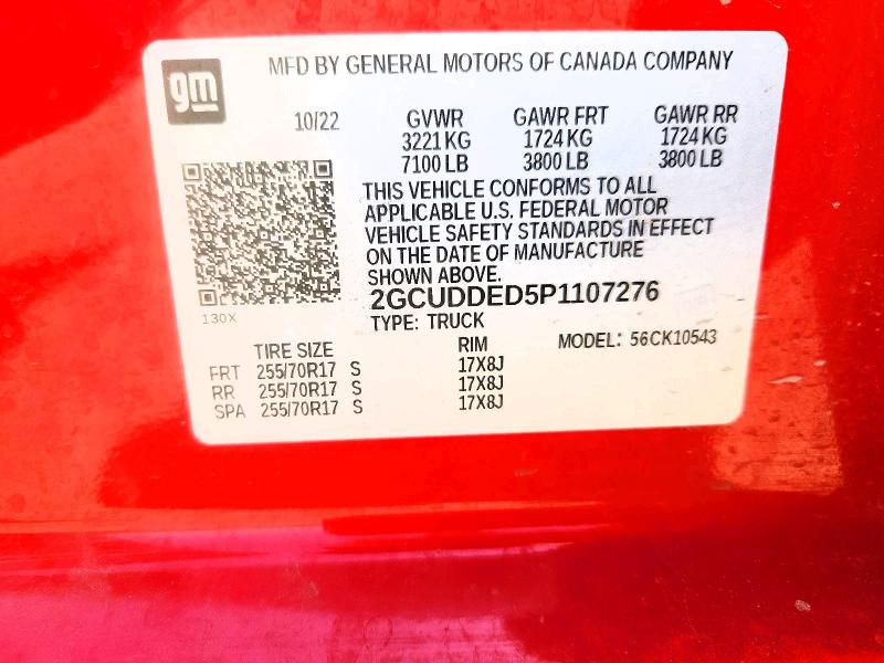 2023 Chevrolet Silverado მანქანა იყიდება აუქციონზე, vin: 2GCUDDED5P1107276, აუქციონის ნომერი: 56962576