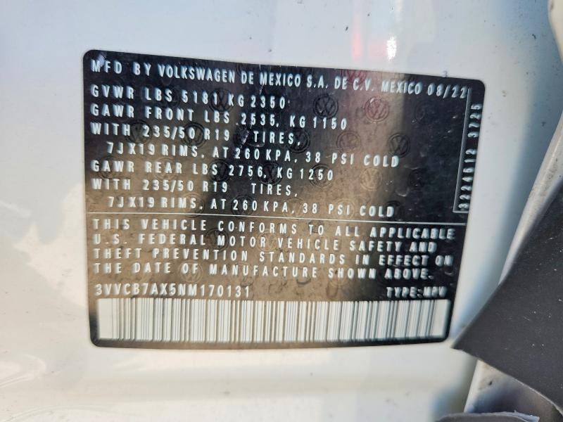 Продажа на аукционе авто 2022 Volkswagen Tiguan, vin: 3VVCB7AX5NM170131, номер лота: 58374606