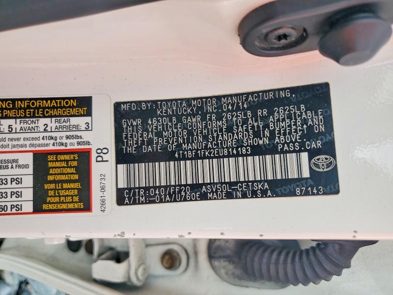 Продажа на аукционе авто 2014 Toyota Camry, vin: 4T1BF1FK2EU814183, номер лота: 56793786