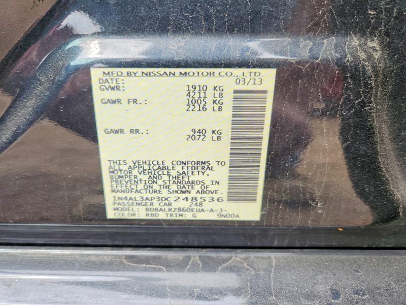 2013 Nissan Altima მანქანა იყიდება აუქციონზე, vin: 1N4AL3AP3DC248536, აუქციონის ნომერი: 54885116