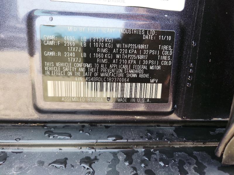 2011 Subaru Outback მანქანა იყიდება აუქციონზე, vin: 4S4BRDLC1B2370064, აუქციონის ნომერი: 57654436