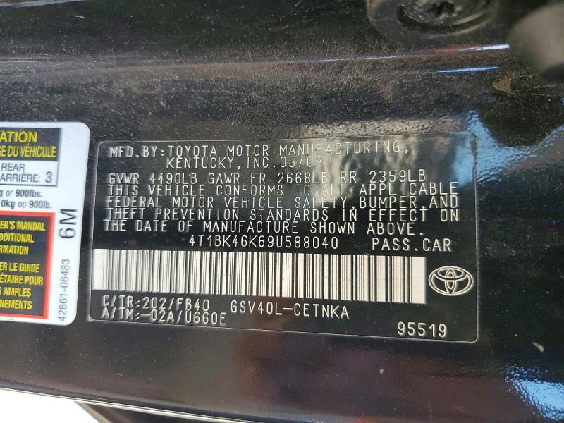 Aukcja sprzedaży 2009 Toyota Camry, vin: 4T1BK46K69U588040, numer aukcji: 57628006