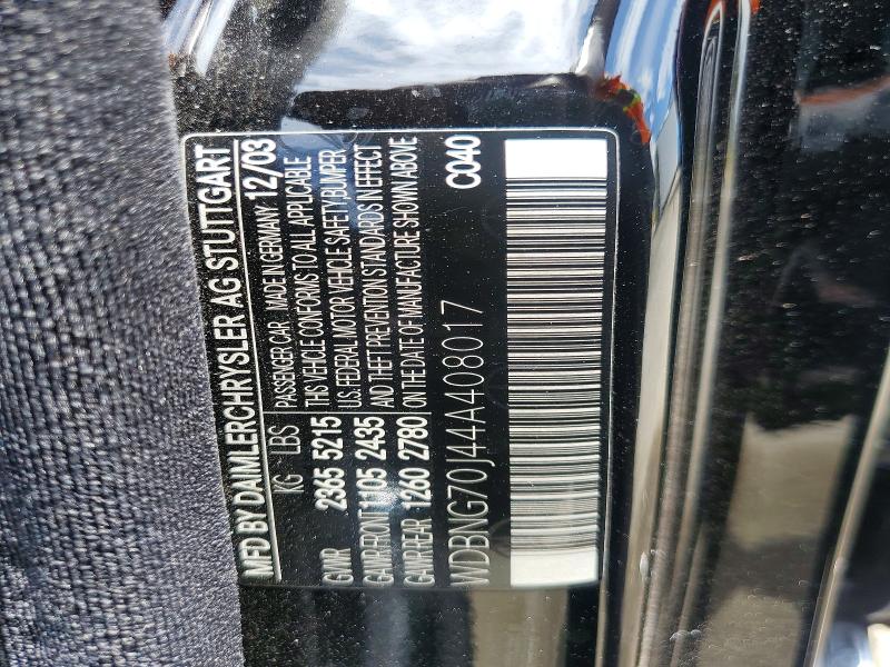 Aukcja sprzedaży 2004 Mercedes-benz S, vin: WDBNG70J44A408017, numer aukcji: 58704316