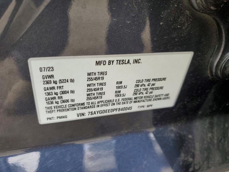 57886736 :رقم المزاد ، 7SAYGDEE0PF840045 vin ، 2023 Tesla Model Y مزاد بيع