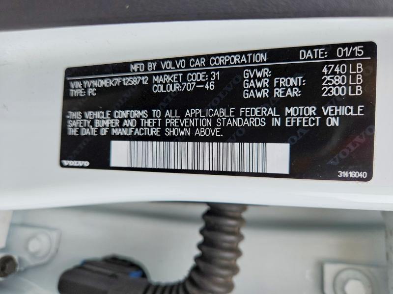 58130366 :رقم المزاد ، YV140MEK7F1258712 vin ، 2015 Volvo V60 مزاد بيع