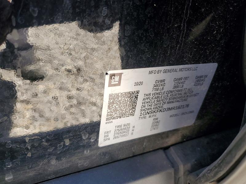 59643236 :رقم المزاد ، 1GNSKFKD3MR182176 vin ، 2021 Chevrolet Suburban مزاد بيع