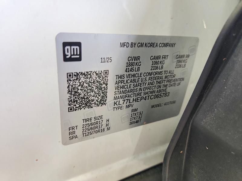 2026 Chevrolet Trax მანქანა იყიდება აუქციონზე, vin: KL77LHEP4TC065783, აუქციონის ნომერი: 58382726