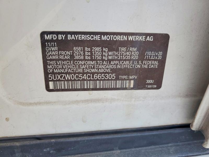 Aukcja sprzedaży 2012 Bmw X5, vin: 5UXZW0C54CL665305, numer aukcji: 58461636