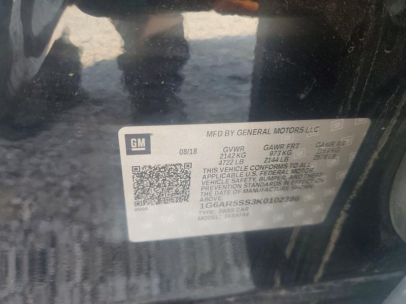 Aukcja sprzedaży 2019 Cadillac Cts, vin: 1G6AR5SS3K0102386, numer aukcji: 58768356