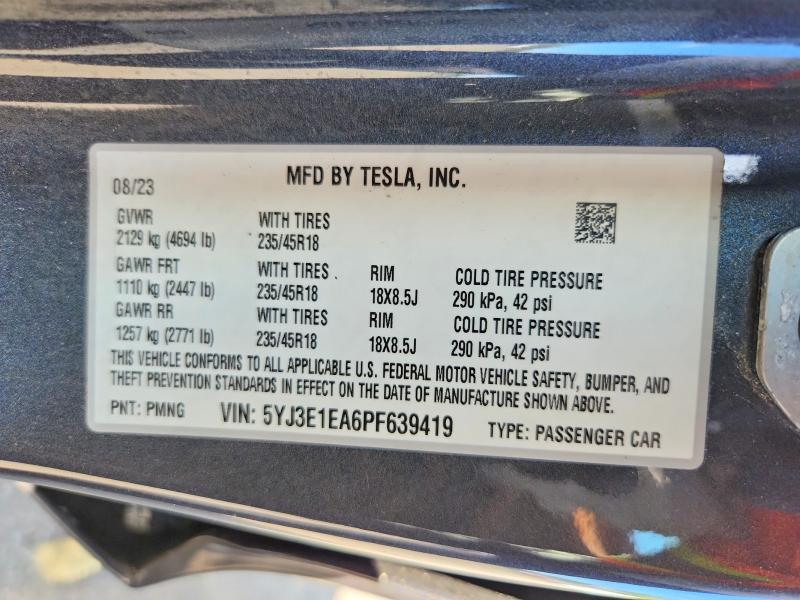 Продажа на аукционе авто 2023 Tesla Model 3, vin: 5YJ3E1EA6PF639419, номер лота: 55456386