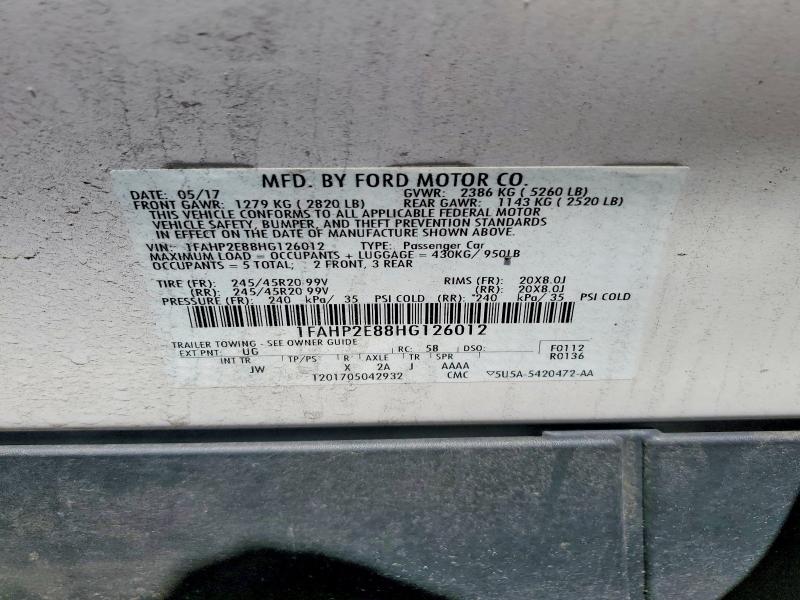 Продажа на аукционе авто 2017 Ford Taurus, vin: 1FAHP2E88HG126012, номер лота: 58093836