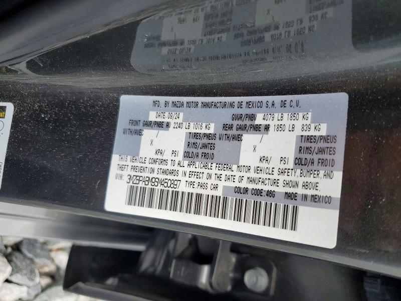 2025 Mazda 3 მანქანა იყიდება აუქციონზე, vin: 3MZBPABM9SM450897, აუქციონის ნომერი: 56478636