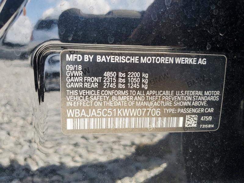 Продаж на аукціоні авто 2019 Bmw 530, vin: WBAJA5C51KWW07706, номер лоту: 56659916