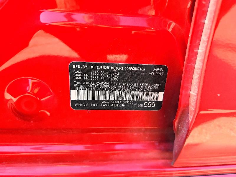 57091536 :رقم المزاد ، JA32U2FU9HU009138 vin ، 2017 Mitsubishi Lancer مزاد بيع