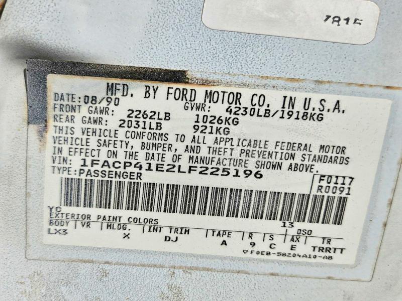 56314766 :رقم المزاد ، 1FACP41E2LF225196 vin ، 1990 Ford Mustang مزاد بيع
