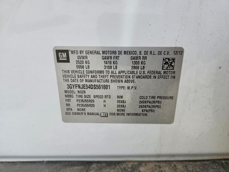 56498006 :رقم المزاد ، 3GYFNJE34DS561881 vin ، 2013 Cadillac Srx مزاد بيع