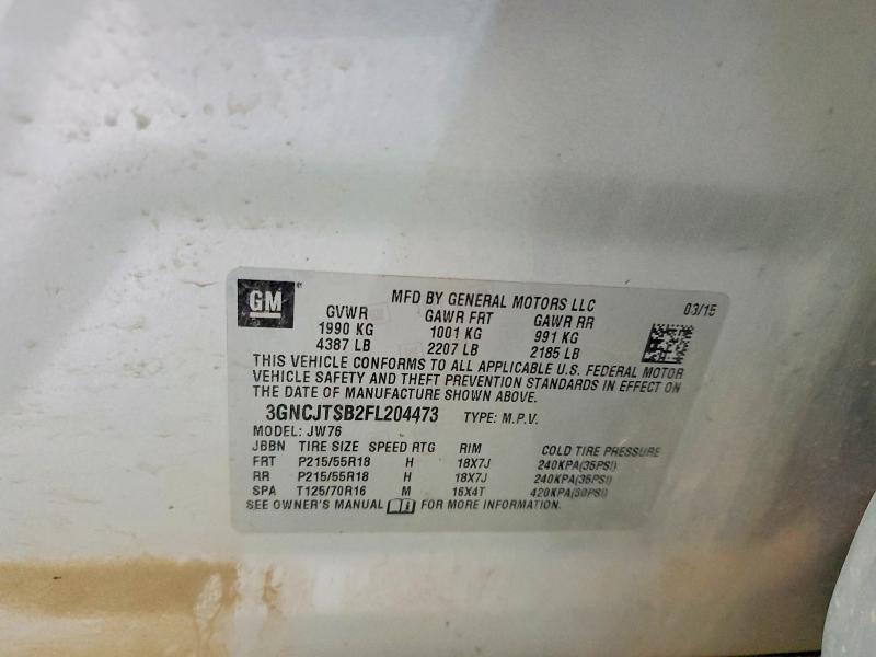 58242776 :رقم المزاد ، 3GNCJTSB2FL204473 vin ، 2015 Chevrolet Trax مزاد بيع