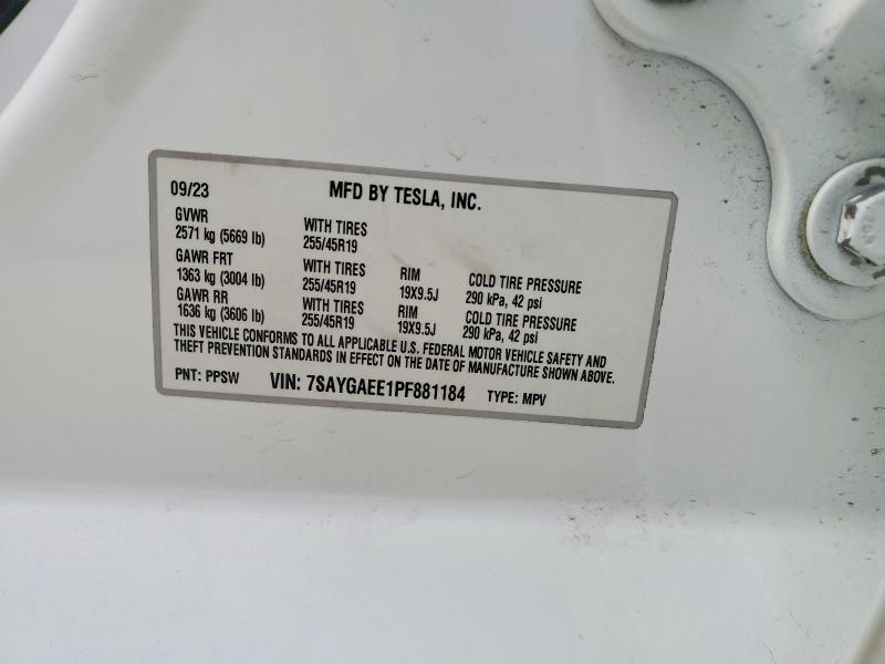 56130996 :رقم المزاد ، 7SAYGAEE1PF881184 vin ، 2023 Tesla Model Y مزاد بيع