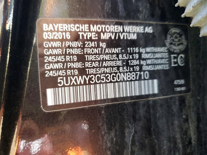 56475146 :رقم المزاد ، 5UXWY3C53G0N88710 vin ، 2016 Bmw X3 مزاد بيع