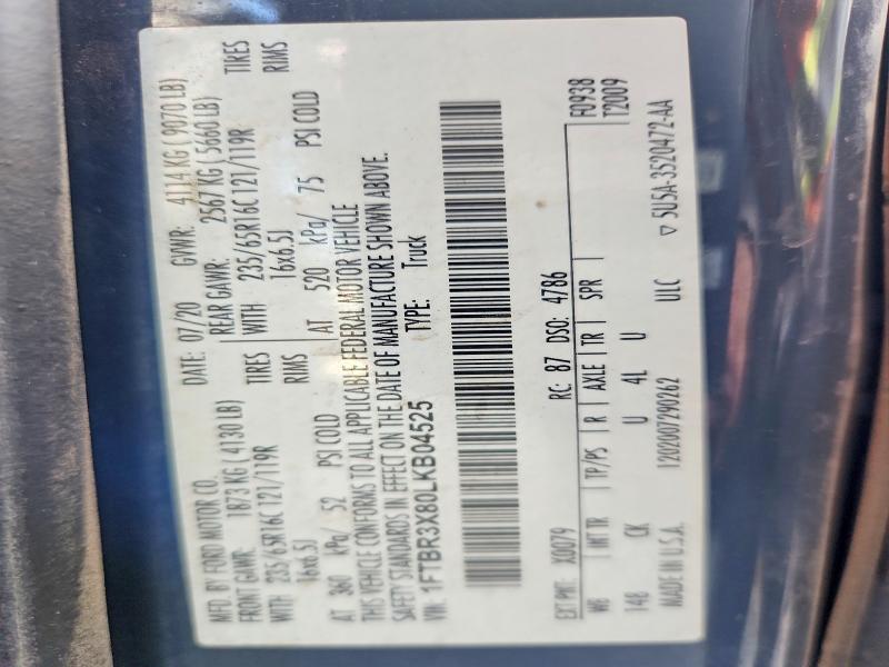 2020 Ford Transit მანქანა იყიდება აუქციონზე, vin: 1FTBR3X80LKB04525, აუქციონის ნომერი: 57567566